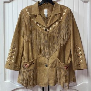 Roaman’s Western Native American Suede Leather Blazer Jacket XL Navajo